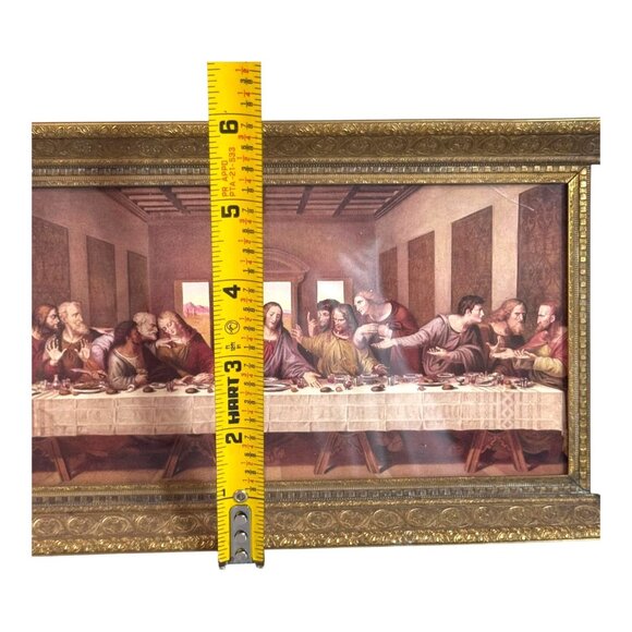 Vintage Metal Framed Velvet Back da Vinci The Last Supper Print 10 3/4” x 5 3/4” - Picture 6 of 10